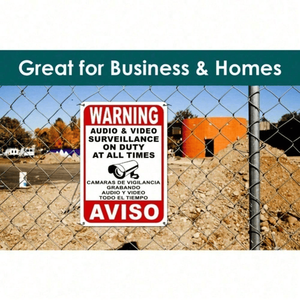 CIFbuy Cartello di Avvertimento Bilingue per Telecamera di Sicurezza per TikTok e Accessori di Sorveglianza per il Servizio di Ritiro Temu - Product Image 1