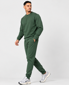 Ensemble de survêtement sportif vert pour homme, haut à col rond et pantalon de jogging, tenue d'entraînement athlétique - Product Image 3