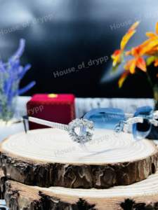 Lunettes de soleil sans monture en argent 925 avec diamants Moissanite taille poire VVS, verres dégradés, style glacé, monture de créateur, unisexe - Product Image 3