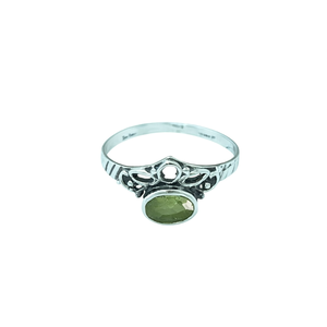 Vintage 1.3 Grams <b>Peridot</b> Gemstone <b>Ring</b> Fashion Bezel Setting in August Birthstone Style - Product Image 2