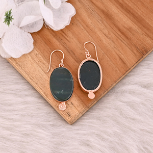 Boucles d'oreilles en laiton plaqué or rose avec pierre précieuse agate sanguine pour femmes, bijoux faits à la main, fournisseurs de bijoux de mode en gros - Product Image 4