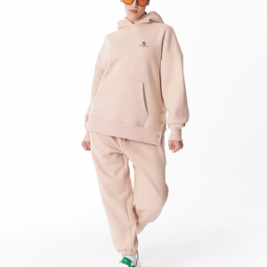 Conjunto de Sudadera con Capucha y Pantalones Deportivos de Felpa de Algodón para Mujer, Estilo Casual, para Invierno, Color Sólido, Corte Holgado, Pantalones Largos - Product Image 4