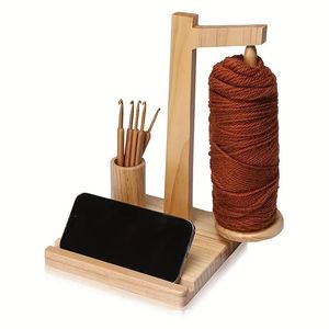 Wooden Eco-Friendly Fashion Yarn Holder Stand Double Spindle Shape Simple Design <b>Sewing</b> Accessory Hand Knitting Crochet - Product Image 3