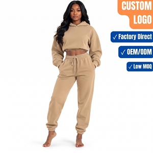 Ensemble de survêtement à capuche 2-en-1 délavé à l'acide pour femme, manches longues, pantalon à cordon de serrage, couleur unie, coupe décontractée, 100 % coton, pour l'automne - Product Image 1