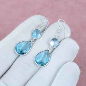 Boucles d'oreilles pendantes en apatite, argent sterling 925, bijoux bohèmes faits à la main, boucles d'oreilles pendantes pour femmes, vente en gros - Product Image 2