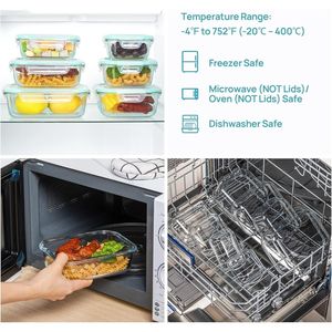 Set di 8 Contenitori in Vetro da 220ml per Alimenti con Coperchi Ermetici, Contenitori per Preparazione Pasti, per Zucchero, Pranzo, Ufficio e Microonde - Product Image 3