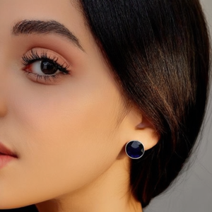 Glamorous Indian Mores 92.5 Sterling Silver Black Cubic Zirconia Round <b>Stud</b> <b>Earrings</b> for Women & <b>Girls</b> Rhodium Plated Sparkling - Product Image 3