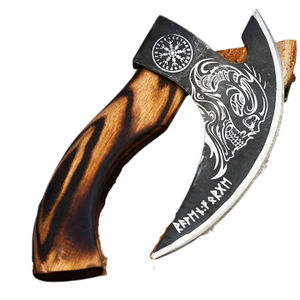 Burraq Couteau à pizza artisanal en acier au carbone, manche en bois de rose, étui en cuir, hache industrielle DIY, tomahawk pour le camping et les activités de plein air - Product Image 1