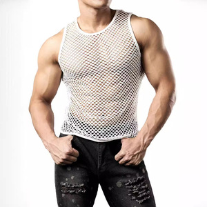 Men's Hollow Out Mesh Tank <b>Top</b> O-Neck Sleeveless Breathable Casual Knitted <b>Vest</b> Dot Pattern Design - Product Image 6