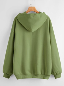 Sweat-shirt à capuche zippé vert olive pour homme, coupe ample, en coton French Terry, décontracté, pour l'automne, coupe classique - Product Image 3