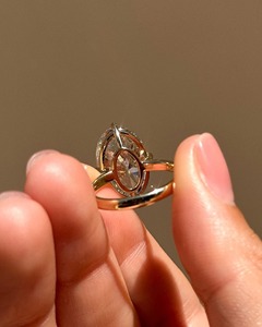 8CT Oval Cut Lab-Grown Diamond Ring 14k Solid Yellow Gold 2.2 MM Half Rounded Band Wedding Gift Ring For Women - Product Image 3