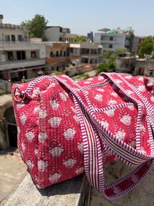 Floral Duffel <b>Bag</b> Women Travel <b>Bag</b> Cotton Quilted Weekender <b>Overnight</b> Gym <b>Bag</b> Lightweight Carry On Handmade - Product Image 4