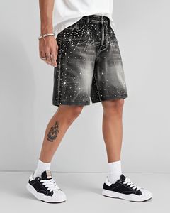Men's Rhinestone Denim Shorts Heavy Quality Distressed Jean Shorts Custom Logo <b>Y2K</b> Streetwear Wholesale Supplier - Product Image 2