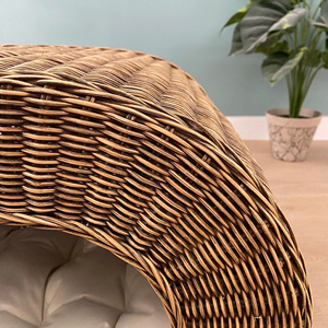Modern Oval Rattan Pet <b>Cave</b> <b>Bed</b> Enclosed Wicker Pet House Cozy Hideaway Pet Nest with Cushion Breathable Handmade Cat <b>Bed</b> - Product Image 5