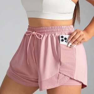 Shorts décontractés pour femmes, tendance, en patchwork or rose, avec cordon de serrage, pour l'été - Product Image 2
