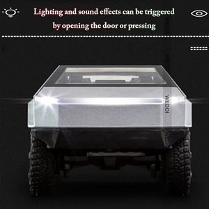 รถบรรทุกเทสล่า ไซเบอร์ทรัค รุ่นหล่อโลหะผสมสังกะสี ขนาด <span class=keywords><strong>1</strong></span>:<span class=keywords><strong>24</strong></span> ของเล่นรถมินิอิเล็กทรอนิกส์ พร้อมไฟและเสียงเพลง สำหรับเด็ก เป็นของขวัญ - Product Image 6