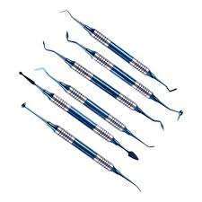 Kit de Instrumentos Dentales Compuestos de 6 Piezas, Instrumentos Quirúrgicos Manuales de Acero Inoxidable con Punta Azul Plasma - Product Image 3