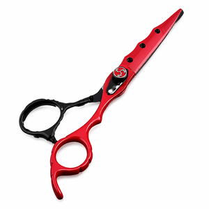 Ciseaux à effiler professionnels pour droitiers avec peigne, manche rouge et noir, lame en acier inoxydable, pour salon de coiffure - Product Image 3