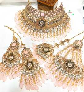 Collar de Novia Pakistaní e Indio para Mujer, Conjunto de Joyería de Aleación, Estilo Romántico para Boda - Product Image 1