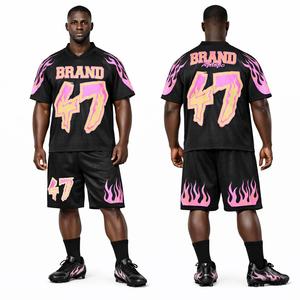Ensemble de maillot et short de football américain de qualité supérieure, uniforme sportif respirant, vêtements d'équipe personnalisés pour les entraînements et les matchs - Product Image 1