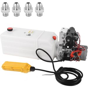 Unité hydraulique à double action 12V DC de 8 litres avec double solénoïde et réservoir en plastique - Product Image 1