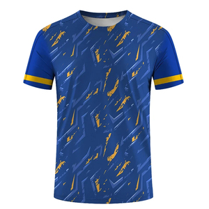 T-shirt sportif pour homme en jersey tricoté 100% coton, bleu uni, manches courtes, col rond, coupe ample, séchage rapide, écologique, 220g - Product Image 1