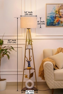 3 <b>Shelves</b> Floor <b>Lamp</b> Wholesale Brass Antique Finish Manufacturer Custom 5 Feet Height Standing Light OEM ODM - Product Image 2