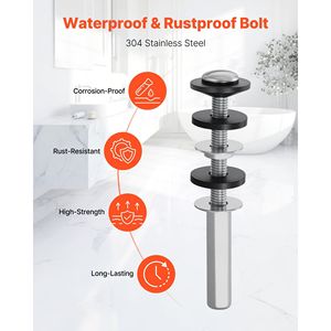 Kit di bulloni per sedile del water universale 2 pezzi per impieghi gravosi con dadi da bagno e servizi igienici - Product Image 3