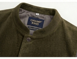 Chaleco de pana para hombre con cuello mandarín, cierre de botones y manga larga - Product Image 3