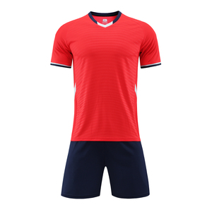 Ensemble de maillot de football pour homme à col en V, manches courtes, tissu respirant en polyester, coupe athlétique, toutes saisons - Product Image 1