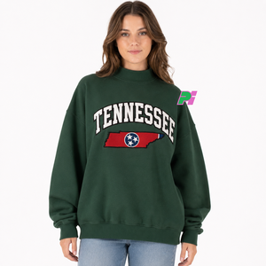 Sweat-shirt à col montant pour femme avec inscription TENNESSEE et appliqué carte, épais et lourd, idéal pour l'hiver - Product Image 1