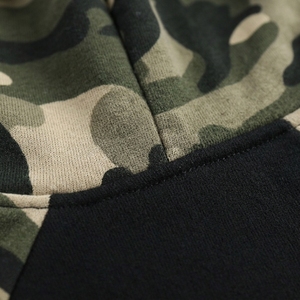Sudadera con Capucha de Camuflaje para Mujer, Negra, Corta, Informal, de Otoño, de Manga Larga, Tejida, 100% Algodón, Transpirable - Product Image 5