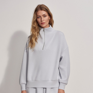 Meilleure Vente 2026 – Sweat-shirts Femme Grande Taille en Molleton 100% Coton à Col Montant et Demi-Zip, Coupe Ample, Manches Longues, Style Urbain - Product Image 1