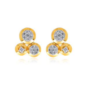 Pendientes de Diamantes Cultivados en Laboratorio con Triple Círculo en Oro Amarillo de 18K, Joyería Fina Moderna y Minimalista para Mujer, Uso Diario - Product Image 1