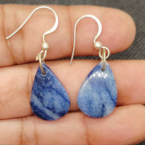 Pendientes Colgantes de Plata de Ley 925 Hechos a Mano con Ágata Azul para Mujer, Joyas de Lujo, Diseño de Joyería Único - Product Image 2