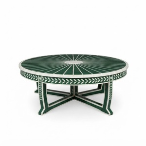 Table basse artisanale en os incrusté rose, mosaïque florale de luxe, pour salon, mobilier de qualité supérieure, fabrication indienne. - Product Image 2