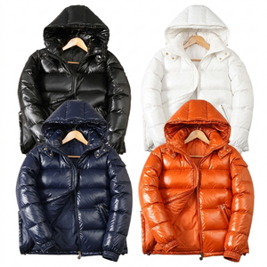 Doudoune Courte Premium Homme à Capuche, Rembourrée 90/10 Plumes de Duvet, Nylon Brillant Matelassé, Fermeture Éclair Bidirectionnelle, Coupe Classique, Hiver, Extérieur, DDP - Product Image 6