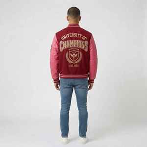 Chaqueta Varsity de Cuero Personalizada para Hombre, Talla Grande, con Capucha, Chaqueta Casual de Invierno, Gruesa y Suave, Estilo Universitario, OEM - Product Image 6