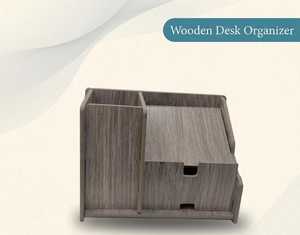 Wooden Office Desk Organizer for Pens, Cards & Accessories Elegant Wooden <b>Stationery</b> Organizer with Multi Storage Compartments - Product Image 1