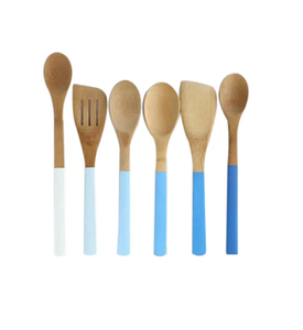 Cuillère en bois de qualité supérieure pour la cuisine, cuillère à salade avec poignée imprimée en émail à motif floral, ustensile de cuisine durable - Product Image 2