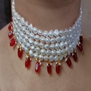 Collar de Perlas de Agua Dulce de Alta Calidad, Chapado en Plata AAAA, Perlas de Tahití Blancas en Forma de Patata, Certificado IGI, 5 Hilos - Product Image 1