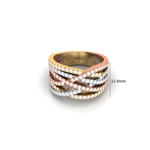 925 Sterling Silver Tri-Tone Criss Cross <b>Ring</b> Micro Pave <b>Cubic</b> <b>Zirconia</b> Multi-Layer Wave Band <b>Ring</b> Fine Jewelry for Women - Product Image 5