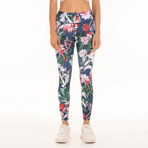 Wholesale Price Heat-Transfer Printed Women's Leggings Breathable Elastic Waist Yoga Four-Way Stretch Anti-Bacterial for Sale - Product Image 1