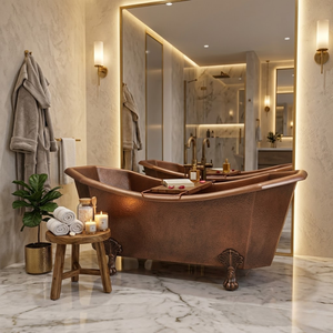 Premium Vintage <b>Copper</b> <b>Sheet</b> Soaking Bathtub Freestanding Hammered Clawfoot Bath Tub for Luxury Villas Hotels and Modern Homes - Product Image 2