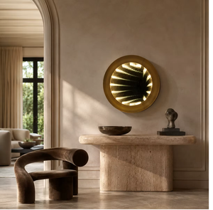 Stainless Steel Glass Material Luxury Modern Home Decor Vintage Decorative Led <b>Wall</b> <b>Mirror</b> - Product Image 1