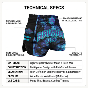 Shorts de Muay Thai personnalisés pour hommes adultes avec panneaux en maille satinée de qualité supérieure, tissu 100% polyester 120g pour MMA et Kickboxing - Product Image 5