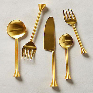 Ensemble de couverts en acier inoxydable avec cuillères dorées pour la cuisine, ensembles de couverts en acier poli, poignée confort standard - Product Image 4