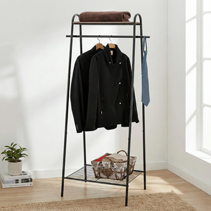 Porte-vêtements sur pied en fer, support de rangement pour vêtements, meuble de salon, porte-manteau autoportant à 3 crochets Ls137, vente en gros, métal moderne, Taïwan - Product Image 1