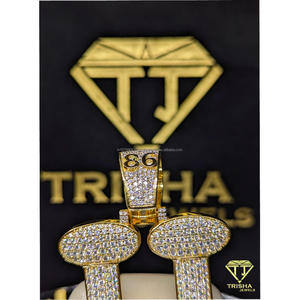 Pendentif Lettre Audacieuse « JJ » en Diamant de Laboratoire VVS, Argent Sterling 925, Bijoux Hip Hop Bling Iced Out par Trisha Jewels - Product Image 5