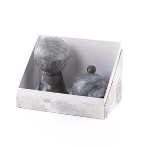 Juego de quemadores de incienso de resina con textura de piedra, soporte para aromaterapia con tapa y base, diseño gris mármol - Product Image 3